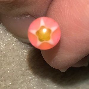 14 Gauge Pink, Orange, and White Glitter Star Design Tongue Ring